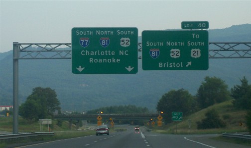 Highway sign, Wytheville, VA