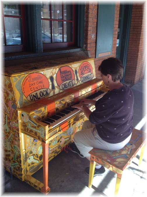 Brooksyne playing street piano in Lancaster city 6/6/14