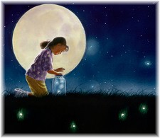 Child catching fireflies