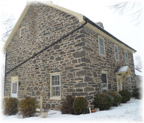 Restored stone Pennsylvania farmhouse in snow 2/9/14