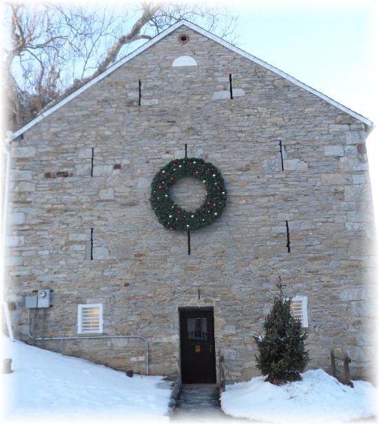 Berks County stone barn in snow 12/16/13