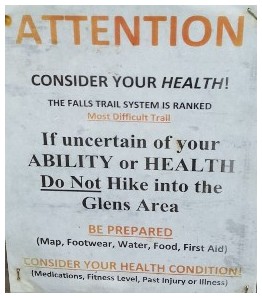 Warning sign, Ricketts Glen State Park 6/28/17