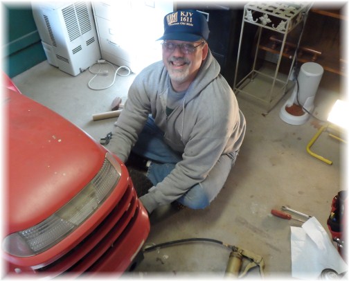 Chris Bert repairing mower 12/5/12