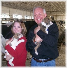 David and Sabra Penley in Amish dairy barn March 2011