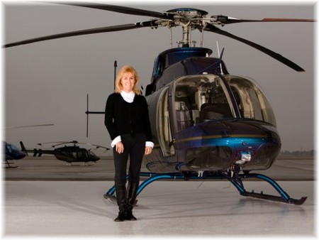 Marilyn in her Bell 407 helicopter