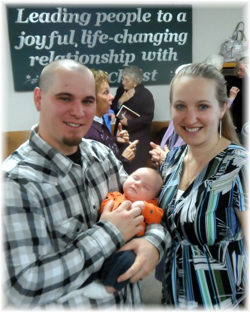 Peter, Jen and Caleb first day in church 11/3/12