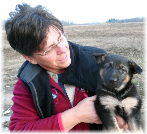 Brooksyne with German Shepherd pup