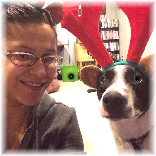 Mollie with reindeer ears!