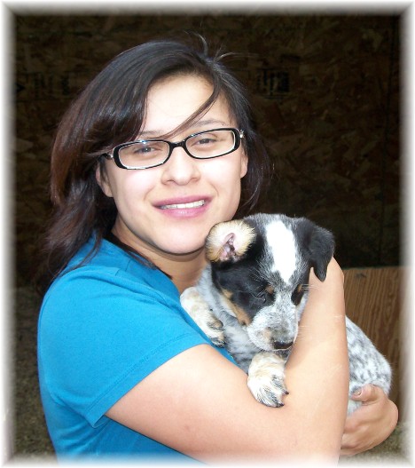 Ester with Australian cattle dog puppy