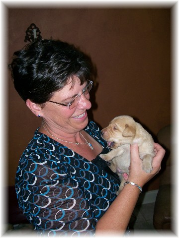 Brooksyne with Yellow lab pup (9/1/11)
