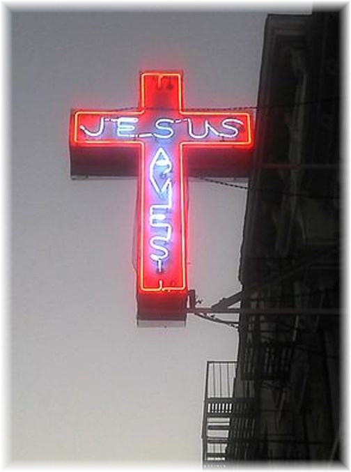 Jesus Saves neon sign
