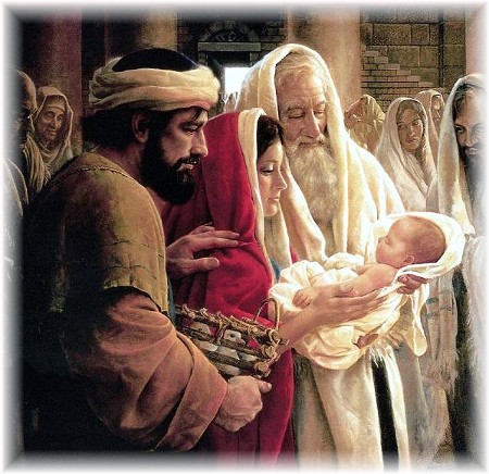 Simeon holding Jesus