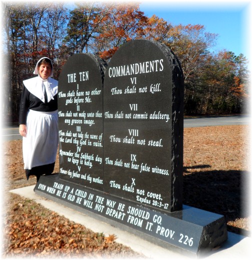 Brooksyne next to Ten Commandment Monument in new Jersey