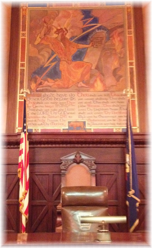 Ten Commandments behind bench in Pennsylvania House Supreme Court