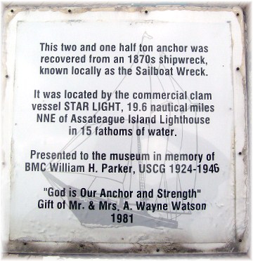 Plaque beside anchor in Ocean City MD