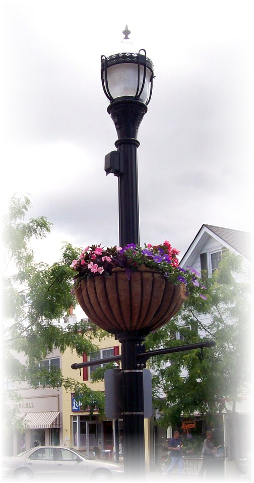 Lewes Delaware lightpole with flower basket