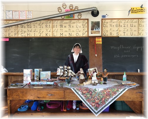 Brooksyne with historical demonstration in a one room school 11/17/17 (click to enlarge)