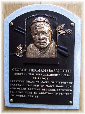 Baseball Hall Of Fame plaque in Cooperstown, New York