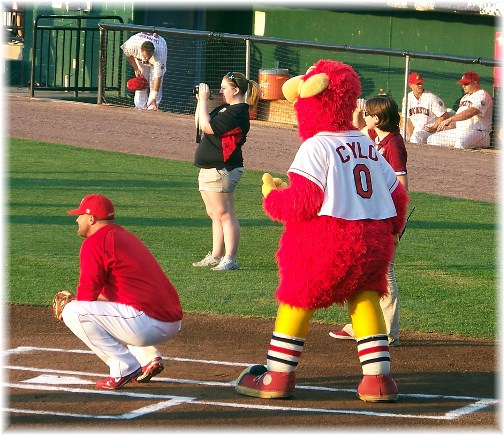 Cylo, the mascot for the Lancaster barnstormers baseball team