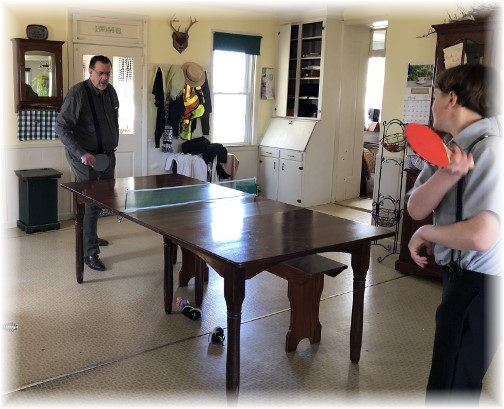 Dining room table tennis at the Lapp family 3/4/18