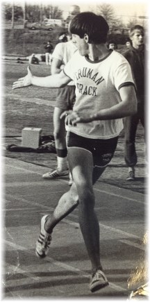 Stephen running track relay in high school
