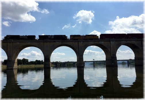 Train crossing Susquehanna River near Harrisburg, PA 8/31/17 (Ester Weber)