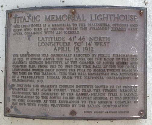 Titanic Memorial plaque 5/26/14
