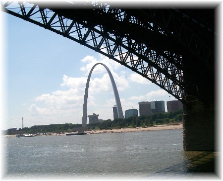 Arch through the Eads Bridge on Mississippi River