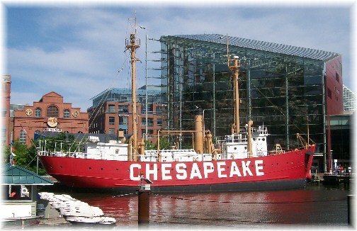 Lighthouse ship Chesapeake in Baltimore's inner harbor