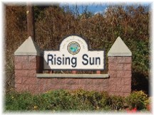 Welcome sign in Rising Sun, Maryland