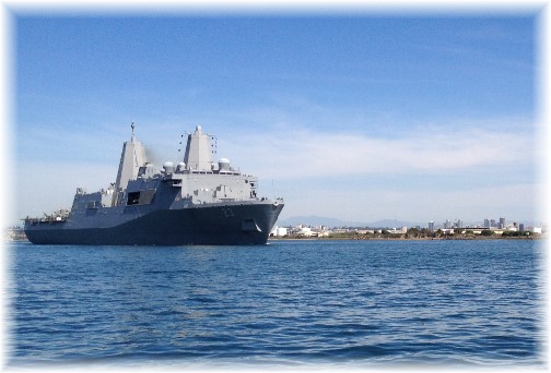 Naval ship leaving San Diego