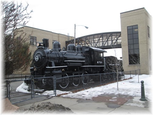 Steam train engine at Utica, NY