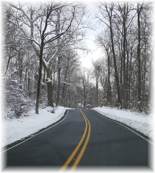 Snowy road in Lebanon County PA 2/10/16