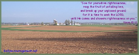 Spring farm scene with Hosea 10:12