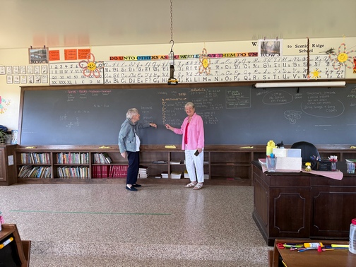 Bette and Sandy at Amish school