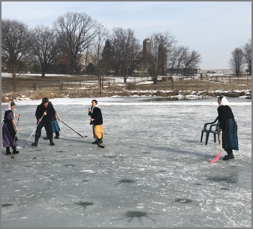 Ice hockey on an Amish farm pond 2/3/19