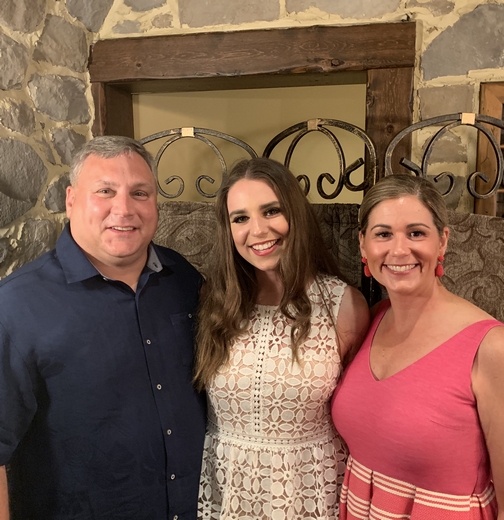 Taylor Frey wedding rehearsal with parent 8/15/19