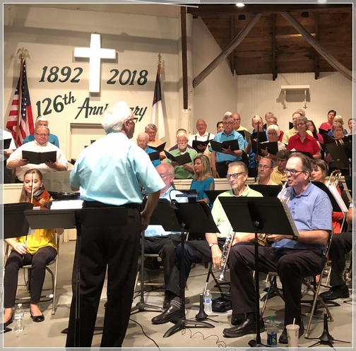 Calvary Church choir and orchestra at Mount Gretna Tabernacle 8/12/18