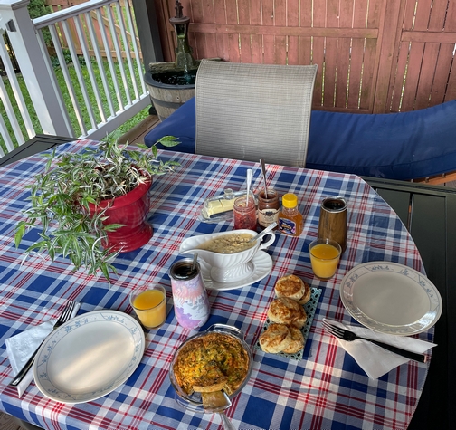 Breakfast on our deck 8/25/22