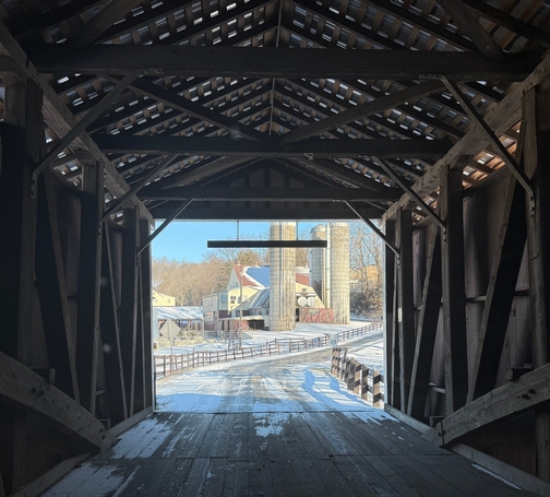 View from inside Jackson's Sawmill Covered Bridge