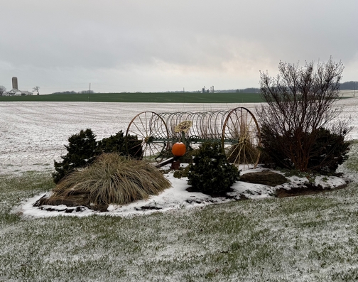 Old hay rake used as decoration