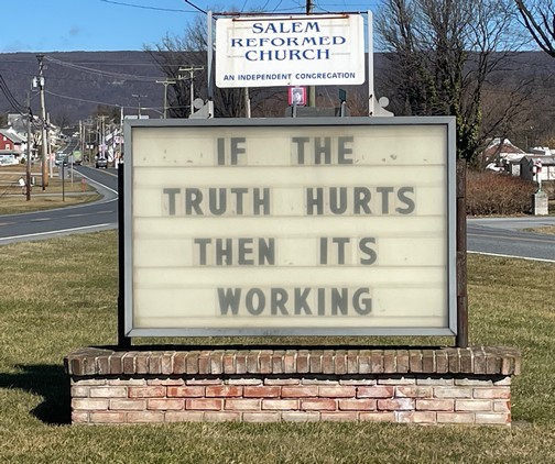 Church sign in Bethel, PA