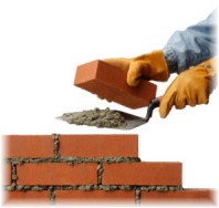 laying bricks