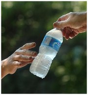 Handing out water