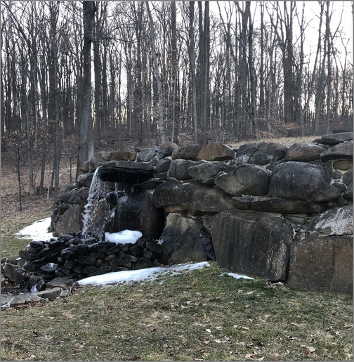 Pond waterfall on PA Rt 117, Lebanon County, PA 2/26/19 (Click to enlarge)