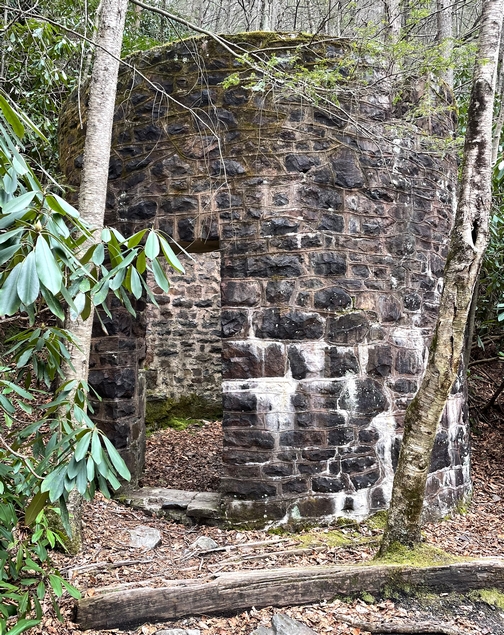 Stone structure along rail trail