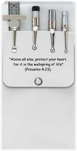 Pocket protector with Proverbs 4:23