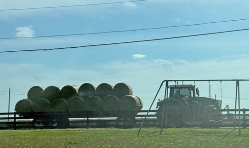 Tractor with hay wagon