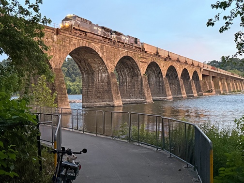 Train on Shocks Mill Bridge