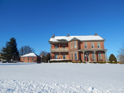 Lancaster County farmhouse in snow
